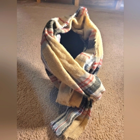 Plaid Burburry Inspired Fringed Fall Winter Scarf 25"×80" - Picture 4 of 6